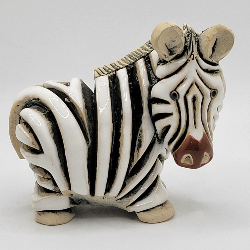 Vintage Artesania Rinconada Zebra Figurine Signed Uruguay‎ Pottery Mini